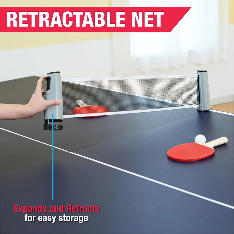 MD Sports Plateau de conversion de tennis de table, filet rétractable, pré-assemblé, bleu
