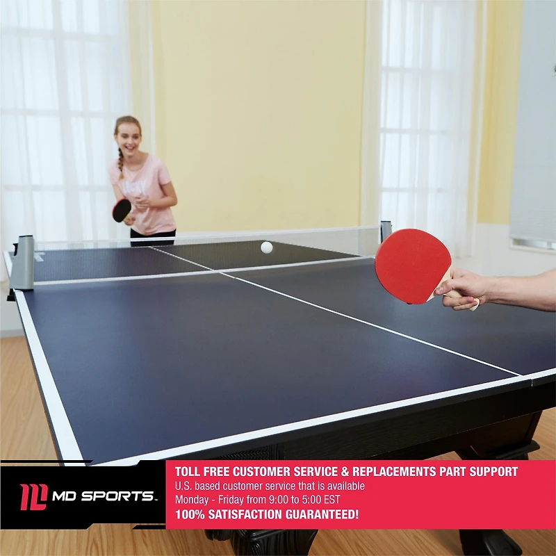 MD Sports Plateau de conversion de tennis de table, filet rétractable, pré-assemblé, bleu