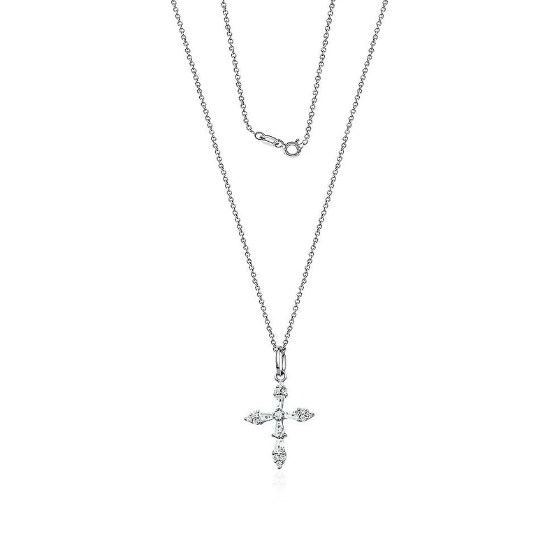 Luxury Designs Sterling Silver Cubic Zirconia Cross and Earring Set