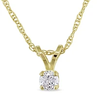 Miabella 0.10 Carat T.W. Diamond 14 K Yellow Gold Solitaire Pendant; 17"