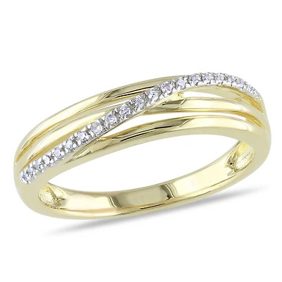 Bague anniversaire Miabella avec diamant en argent massif plaqué rhodium jaune
