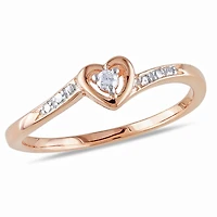 Miabella Diamond Accent Pink Rhodium Plated Sterling Silver Heart-Shaped Promise Ring
