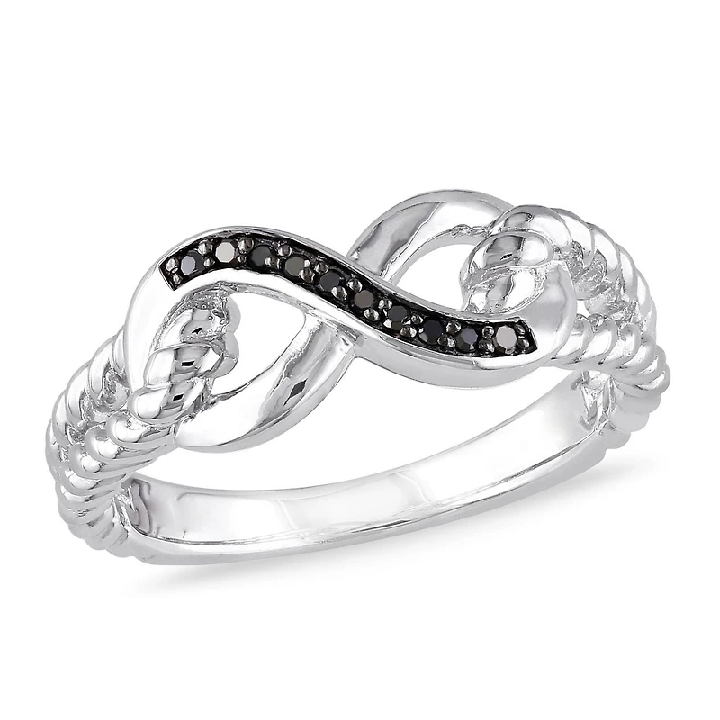 Asteria Black Diamond Accent Sterling Silver Infinity Ring