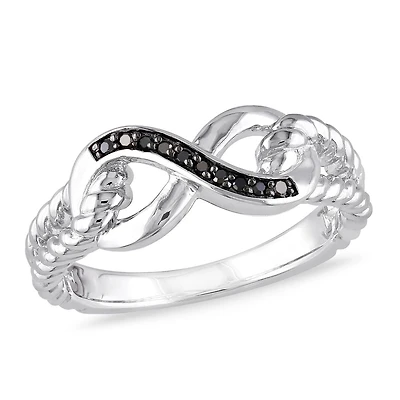Asteria Black Diamond Accent Sterling Silver Infinity Ring