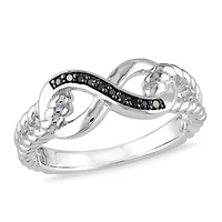 Asteria Black Diamond Accent Sterling Silver Infinity Ring