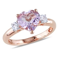Tangelo 2 Carat T.G.W. Rose de France and Created White Sapphire Pink Rhodium Plated Sterling Silver Heart Ring