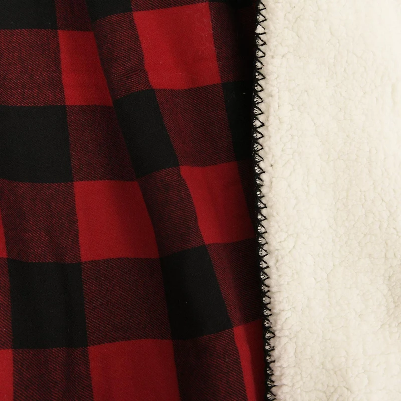 Canadian Buffalo Plaid Throw with Reversable Sherpa Back by Canadiana