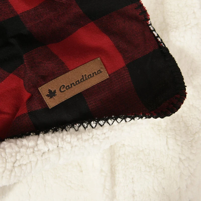 Canadian Buffalo Plaid Throw with Reversable Sherpa Back by Canadiana