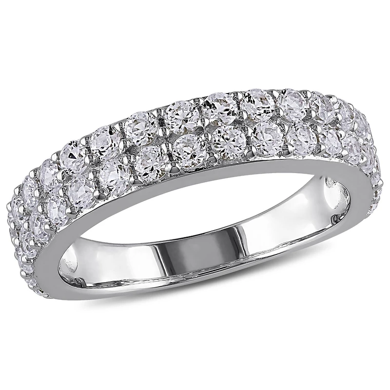 Miabella 1.50 Carat T.G.W. Created White Sapphire Sterling Silver Double-Row Semi-Eternity Ring