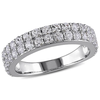 Miabella 1.50 Carat T.G.W. Created White Sapphire Sterling Silver Double-Row Semi-Eternity Ring