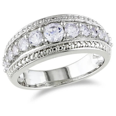 Miabella 1.13 Carat T.G.W. Created White Sapphire Sterling Silver Fashion Ring