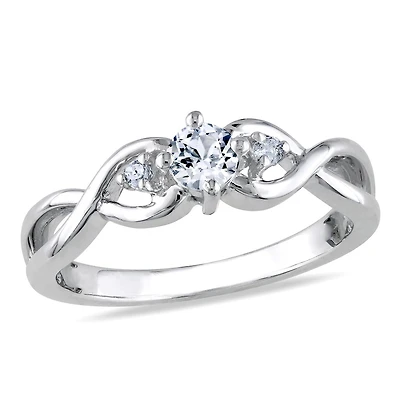 Miabella 0.33 Carat T.G.W. Created White Sapphire and Diamond Accent Sterling Silver Infinity Engagement Ring