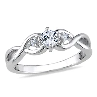 Miabella 0.33 Carat T.G.W. Created White Sapphire and Diamond Accent Sterling Silver Infinity Engagement Ring