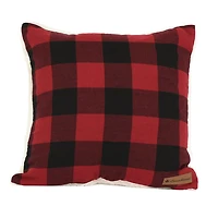Coussin Buffalo plaid avec appliqué d'orignal en toile de Canadiana