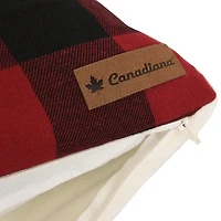 Sherpa Pillow with Moose Applique Reverse Buffalo Plaid Print by Canadiana