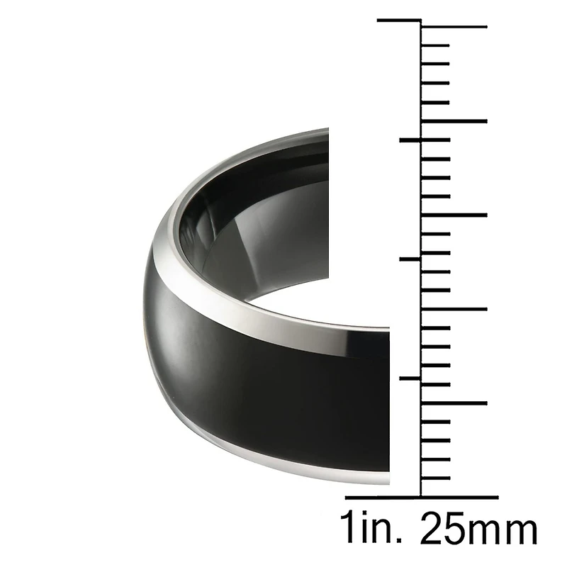 Men's tungsten 8mm ring laser polished Black