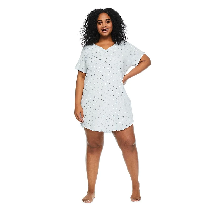 Chemise de nuit en tricot pointelle George Plus pour femmes