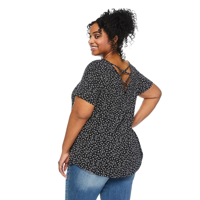 George Women's Plus Lattice Back Tee, Sizes 1X-4X