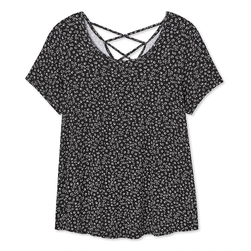 George Women's Plus Lattice Back Tee, Sizes 1X-4X