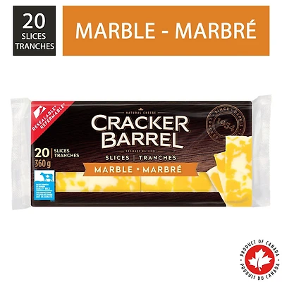 Cracker Barrel Fromage en tranches Cheddar marbré 20 tranches - 360 grammes