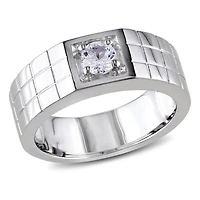 Bague stylisée Miabella pour homme en saphir blanc synthétique 0.33 ct TGW en argent sterling