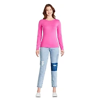 T-shirt ajusté en tricot côtelé avec manches longues George pour femmes