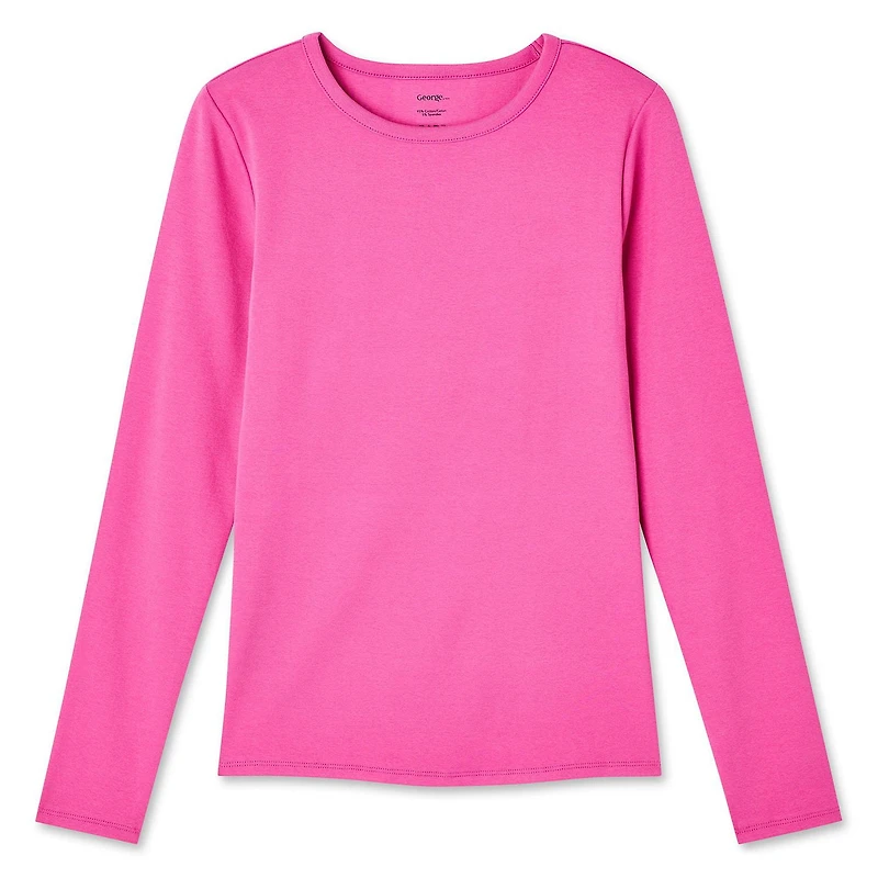 T-shirt ajusté en tricot côtelé avec manches longues George pour femmes