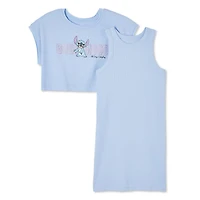 Disney Girls' Stitch Dress 2-Piece Set