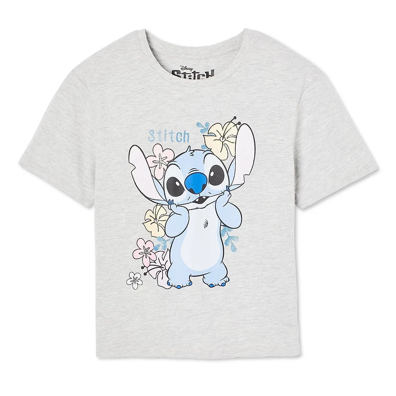 T-shirt à motif floral Stitch Disney pour filles