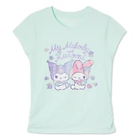 Haut à mancherons My Melody et Kuromi pour filles