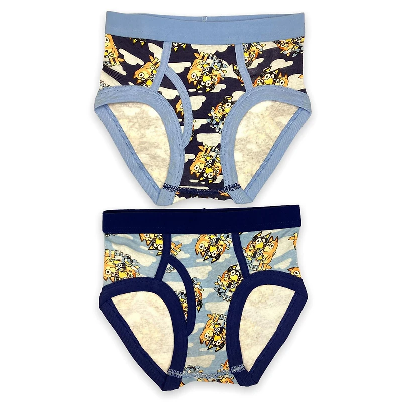 Bluey  Slip garçon. Ces sous-vêtements pour petits garçons sont livrés dans un pack de 4 et ont une bande elastique à la taille et autour de la jambe et Tailles 2T à 4T