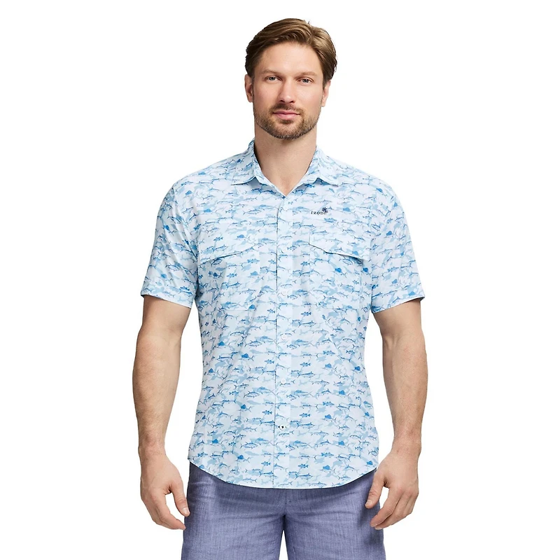 IZOD S/S Sunshield Woven Printed Shirt