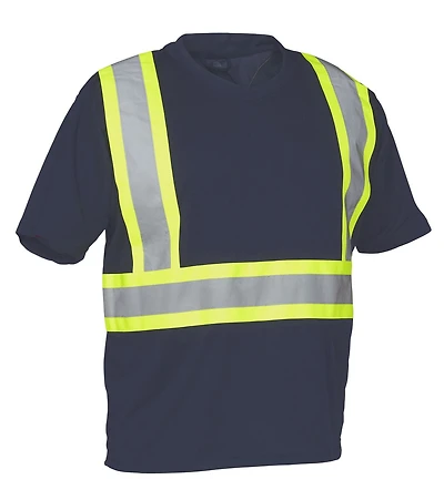 Forcefield Hi Vis V-Neck Short Sleeve Safety Tee Shirt, Size: M - 2XL