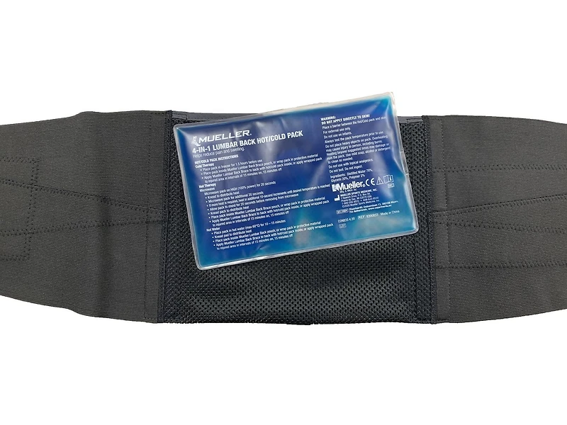 Mueller Lumbar 4-in-1 Back Brace with Hot/Cold Pack, One Size Fits Most