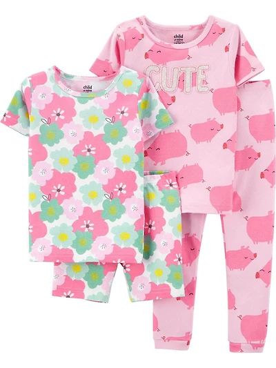 Pyjama 4 pièces pour tout-petit fille Coton de  Child of Mine made by Carter’s - Porc