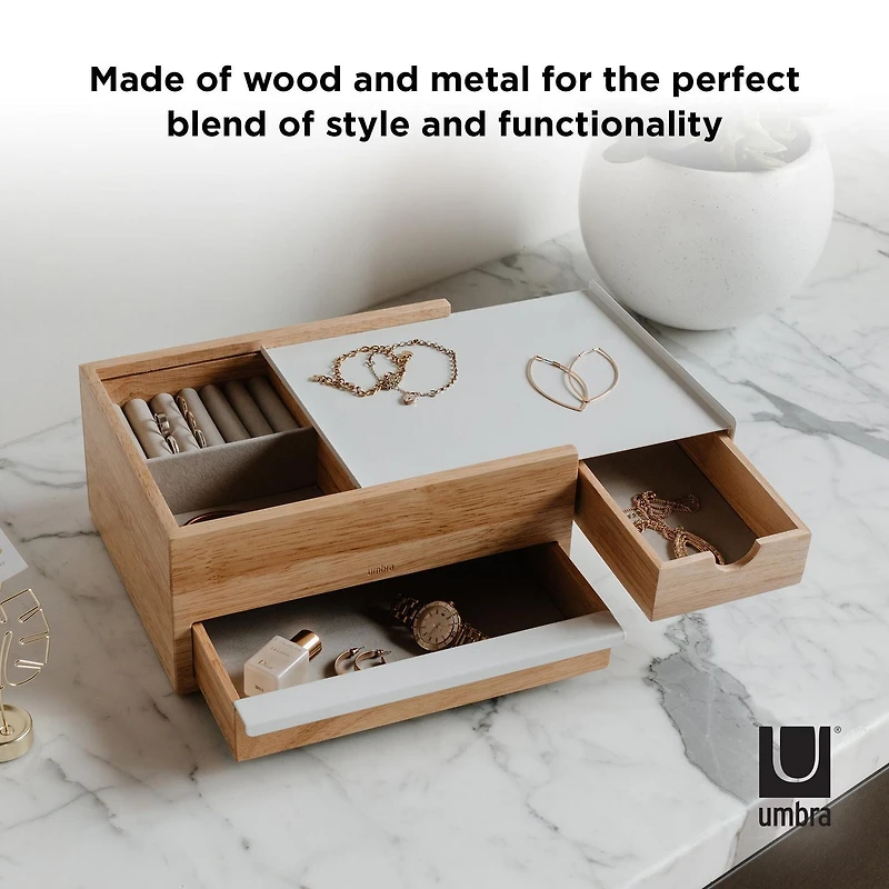 Umbra Stowit Jewelry Box,White/Natural