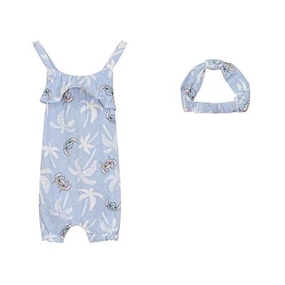 Disney Stitch ensemble Barboteuse et Bandeau Tailles: 0/3M -18/24M