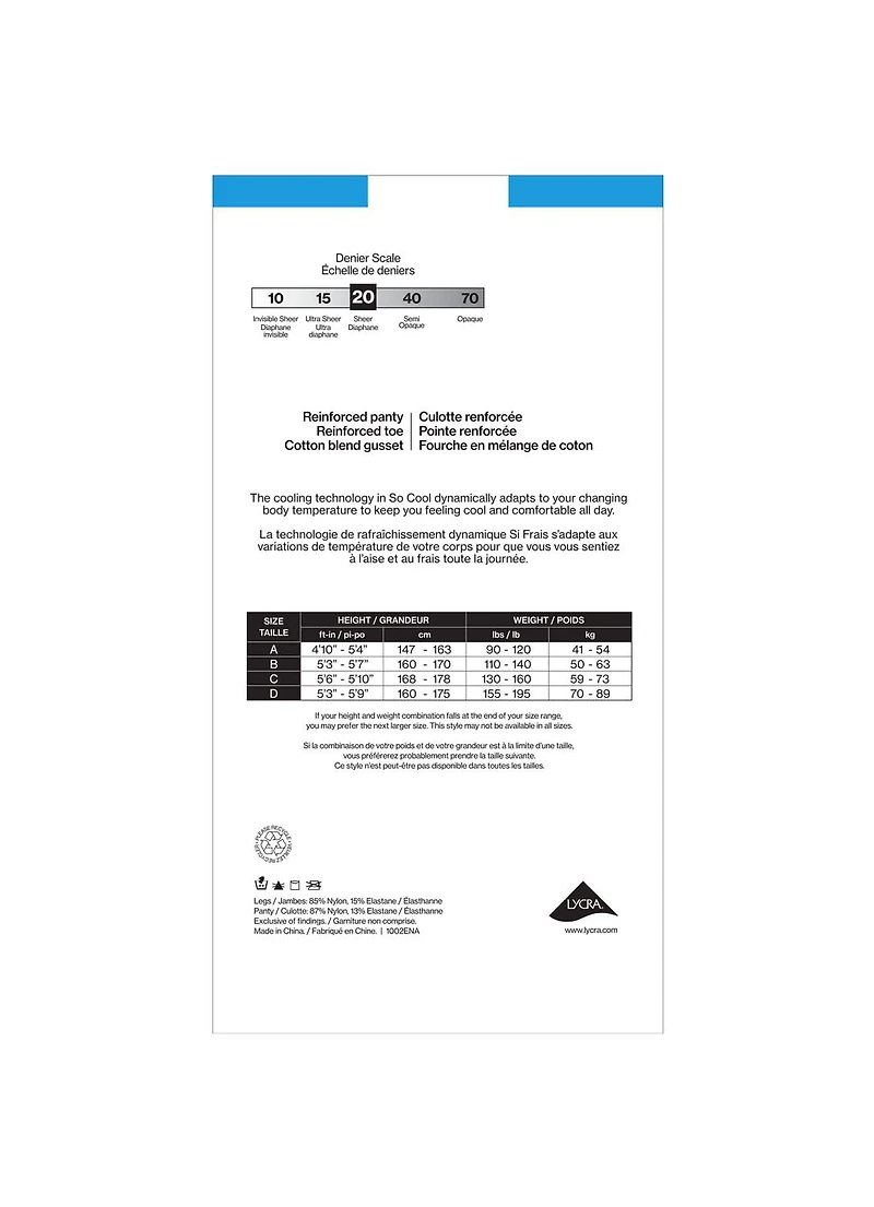 SECRET SILKY® Sheer Reinforced Panty w/Reinforced Toe - 20 Denier, Sizes: B to D