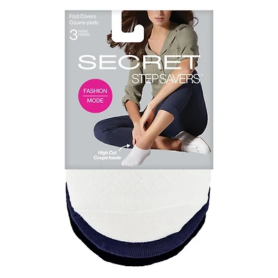 SECRET STEP SAVERS® Couvre-Pied Coupe Haute Motif Diamand - 3 paires Pointures 6 à 10