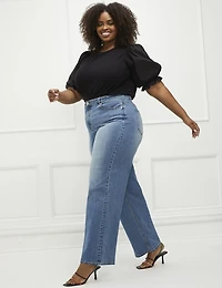ELOQUII Elements T-shirt à manches bouffantes grande taille pour femmes avec volants