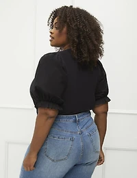 ELOQUII Elements T-shirt à manches bouffantes grande taille pour femmes avec volants