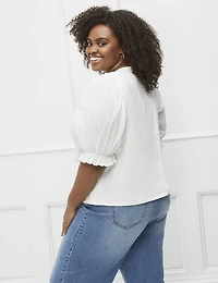 ELOQUII Elements T-shirt à manches bouffantes grande taille pour femmes avec volants