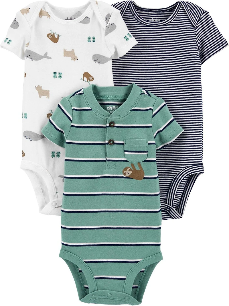 Child of Mine made by Carter's 3Pack Newborn Boys Bodysuits - Sloth