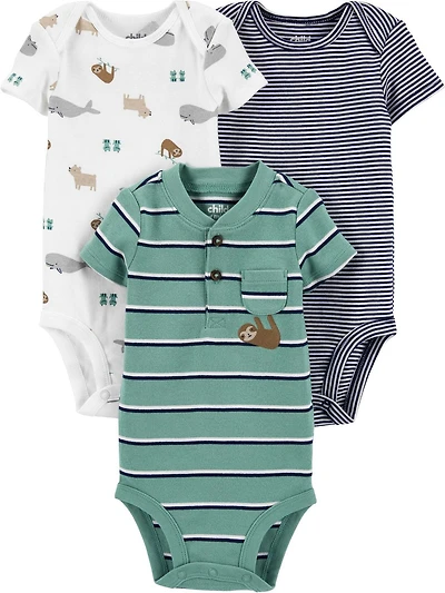 Child of Mine made by Carter's 3Pack Newborn Boys Bodysuits - Sloth