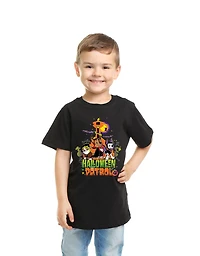 Paw Patrol Boy's basic tee shirt. This boys crew neck tee shirt has short sleeves and a trendy print and