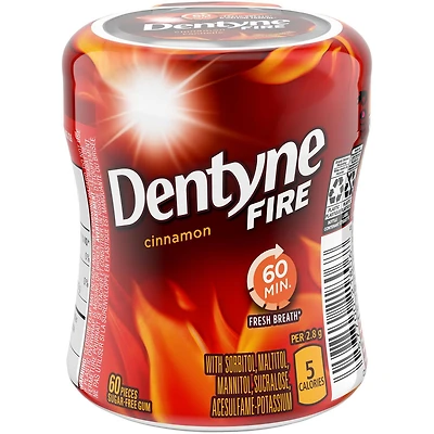 Dentyne Fire Cannelle, gomme sans sucre, 1 flacon (60 morceaux)