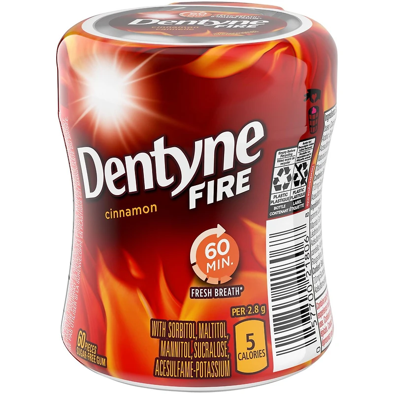 Dentyne Fire Cinnamon, Sugar Free Gum, 1 bottle (60 pieces)