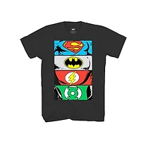 Boys Justice League Team Chest Logos T-Shirt