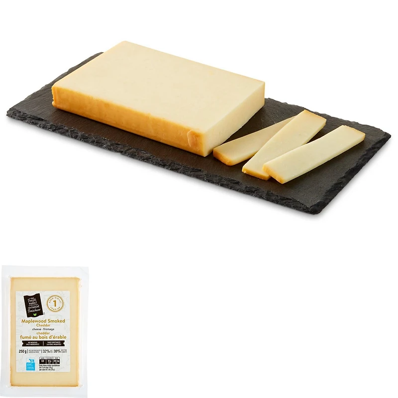 Fromage cheddar fumé au bois d’érable Mon marché fraîcheur, vieilli 1 an 250 g