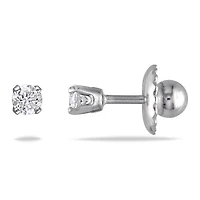 Cutie Pie Jewels 0.10 Carat T.W. Diamond Solitaire 14 K White Gold Girls' Screwback Stud Earrings